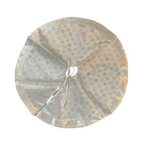 Mini Christmas Tree Skirt White Silver Glitter Snowflakes 19 Inch